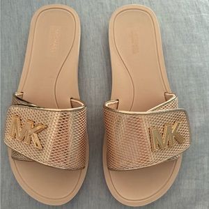 Rose Gold Michael Kors Slides (never worn) SZ 9